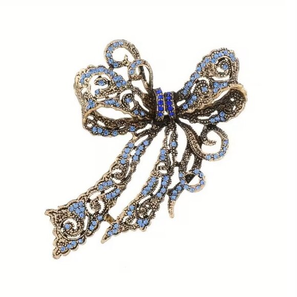 Bow Brooch Rhinestones LARGE Hollywood Glam Stylish Stunning Bold Statement NEW - Picture 3 of 5